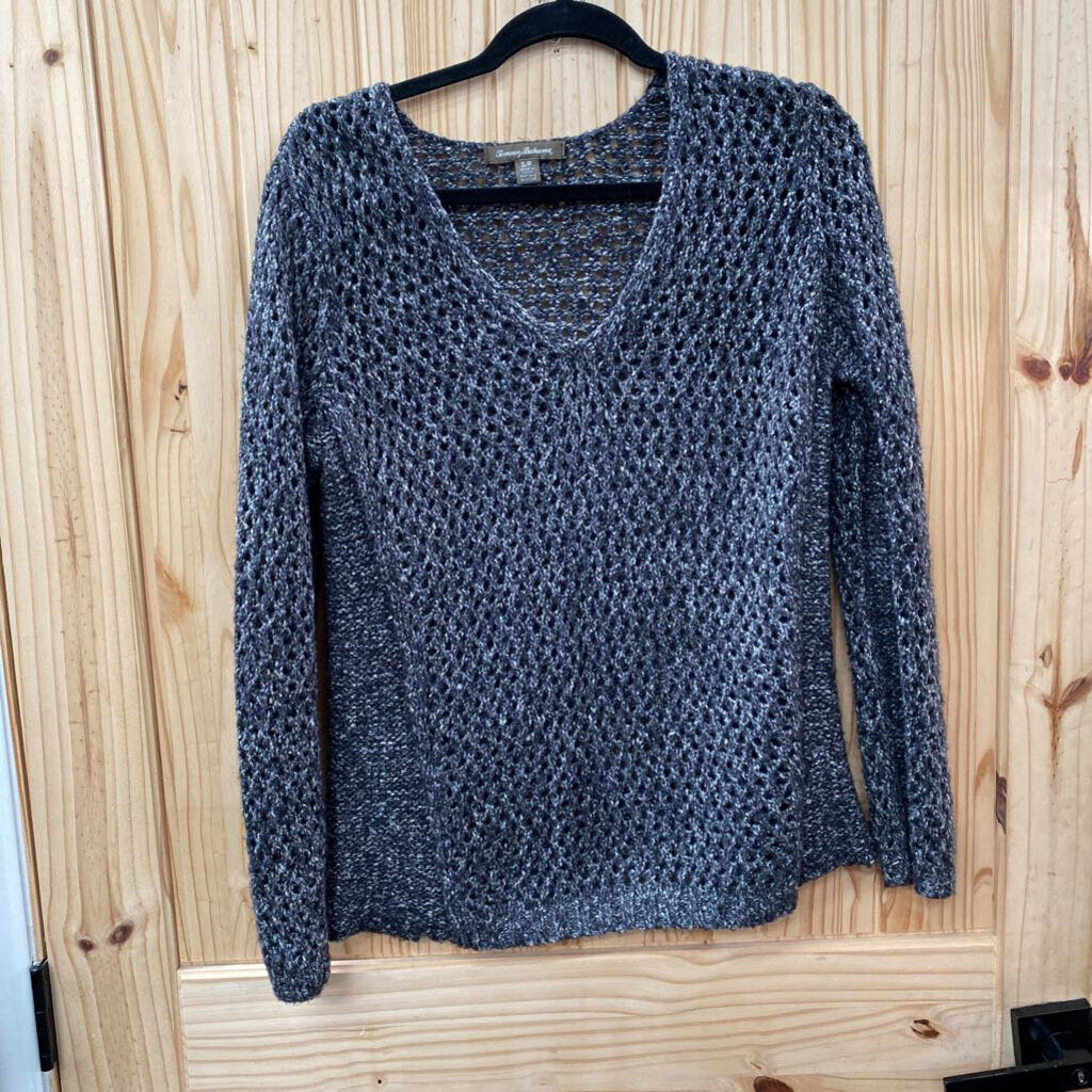 WOMENS TOMMY BAHAMA DK GREY EYELET SWEATER S