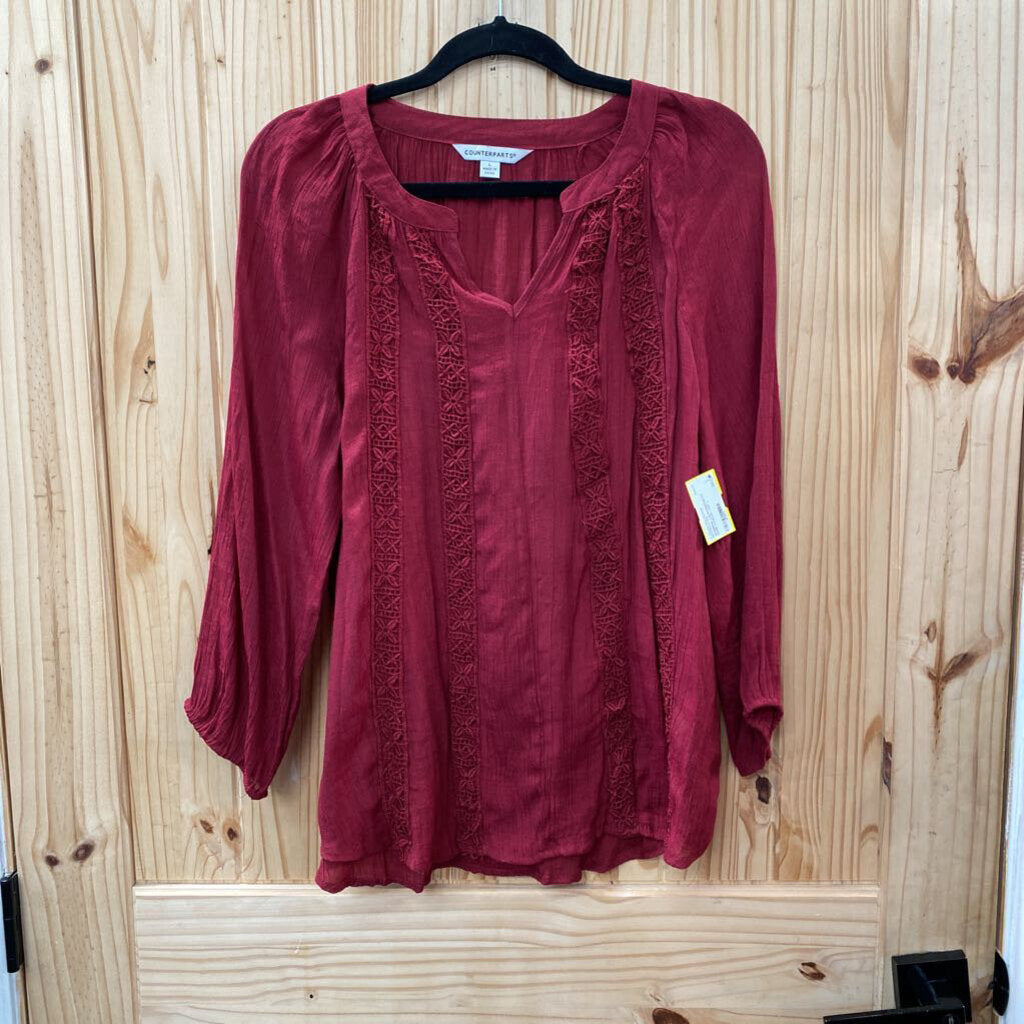 WOMENS COUNTERPARTS WINE CASUAL TOP L