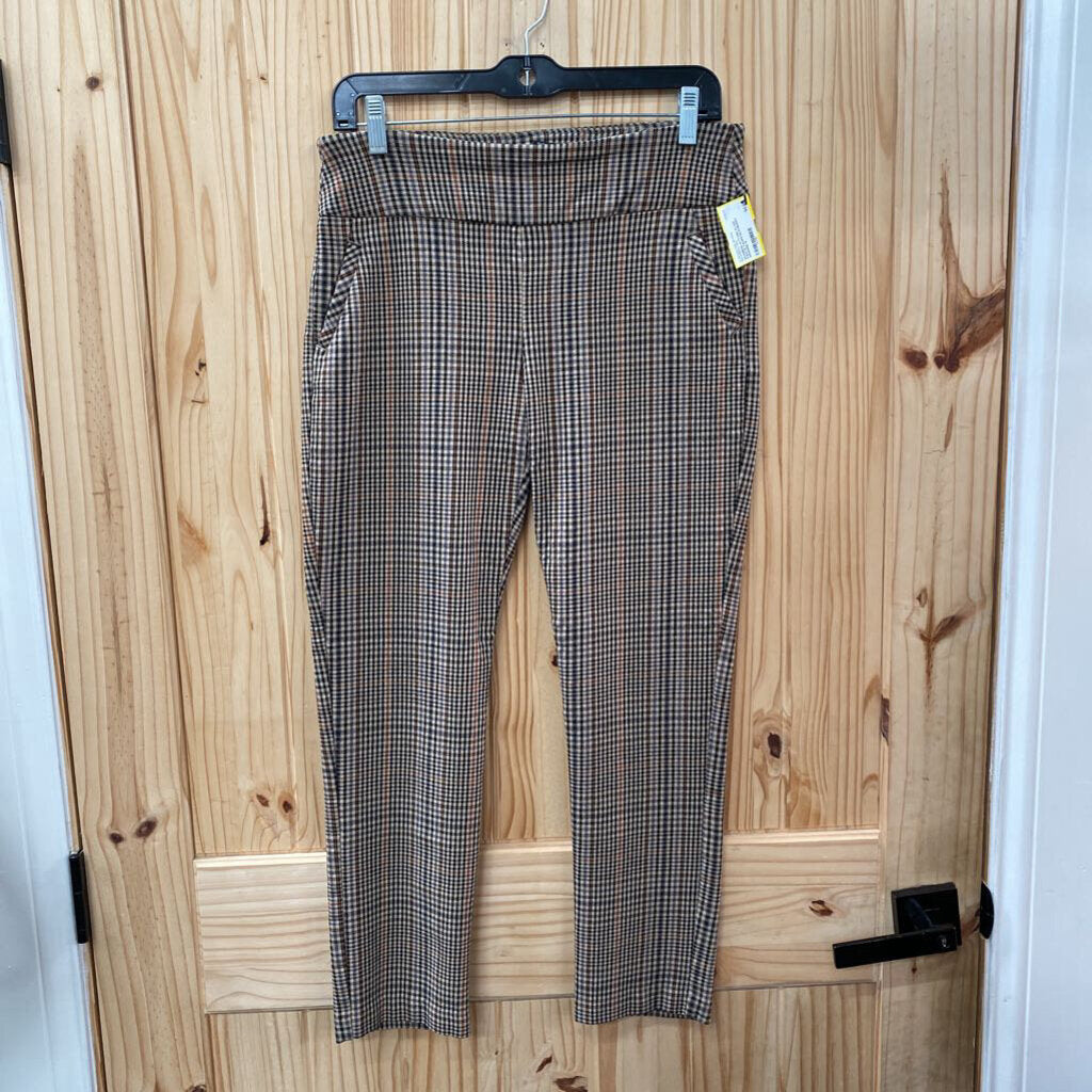 WOMENS ATTYRE PLAID PANTS TAUPE/BLK/BURNT ORANGE 6