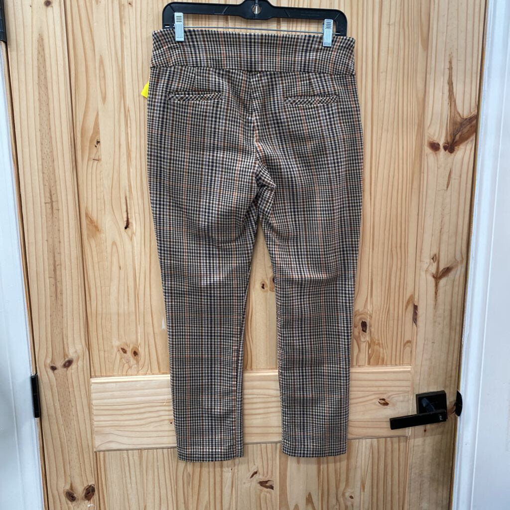 WOMENS ATTYRE PLAID PANTS TAUPE/BLK/BURNT ORANGE 6