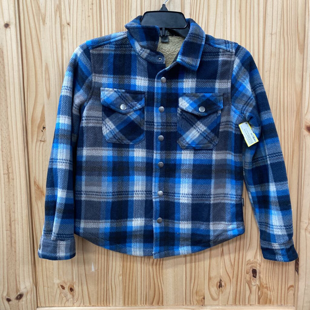 BOYS EDDIE BAUER PLAID SNAP UP SHIRT BLUEWHITE/CHARCOAL 8