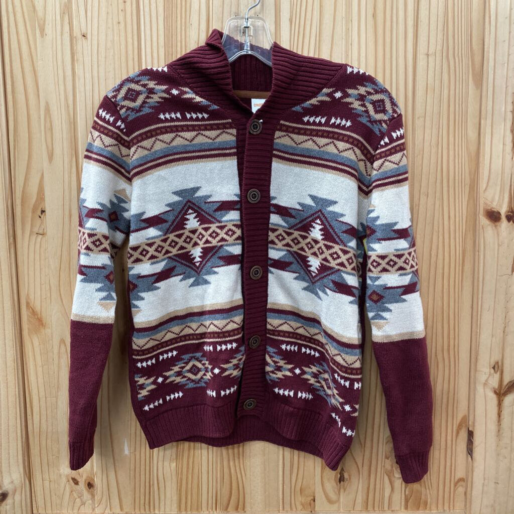 BOYS GYMBOREE SWEATER WINE/TAUPE/GREY 8