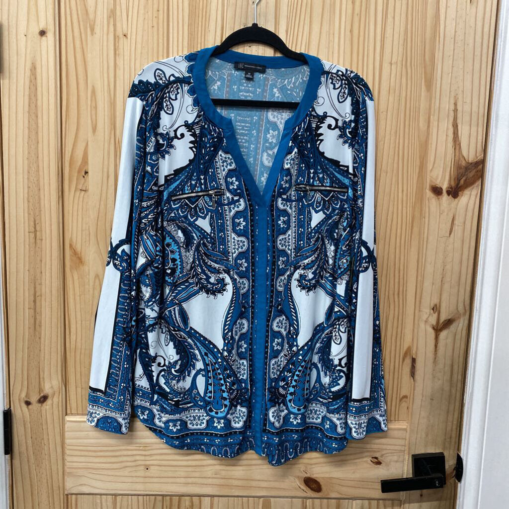 WOMENS INC CASUAL TOP TURQUOISE/WHITE/BLK 3X