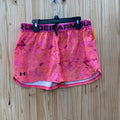 GIRLS UNDER ARMOUR SHORTS CORAL/PINK/FUSHIA YXL 14
