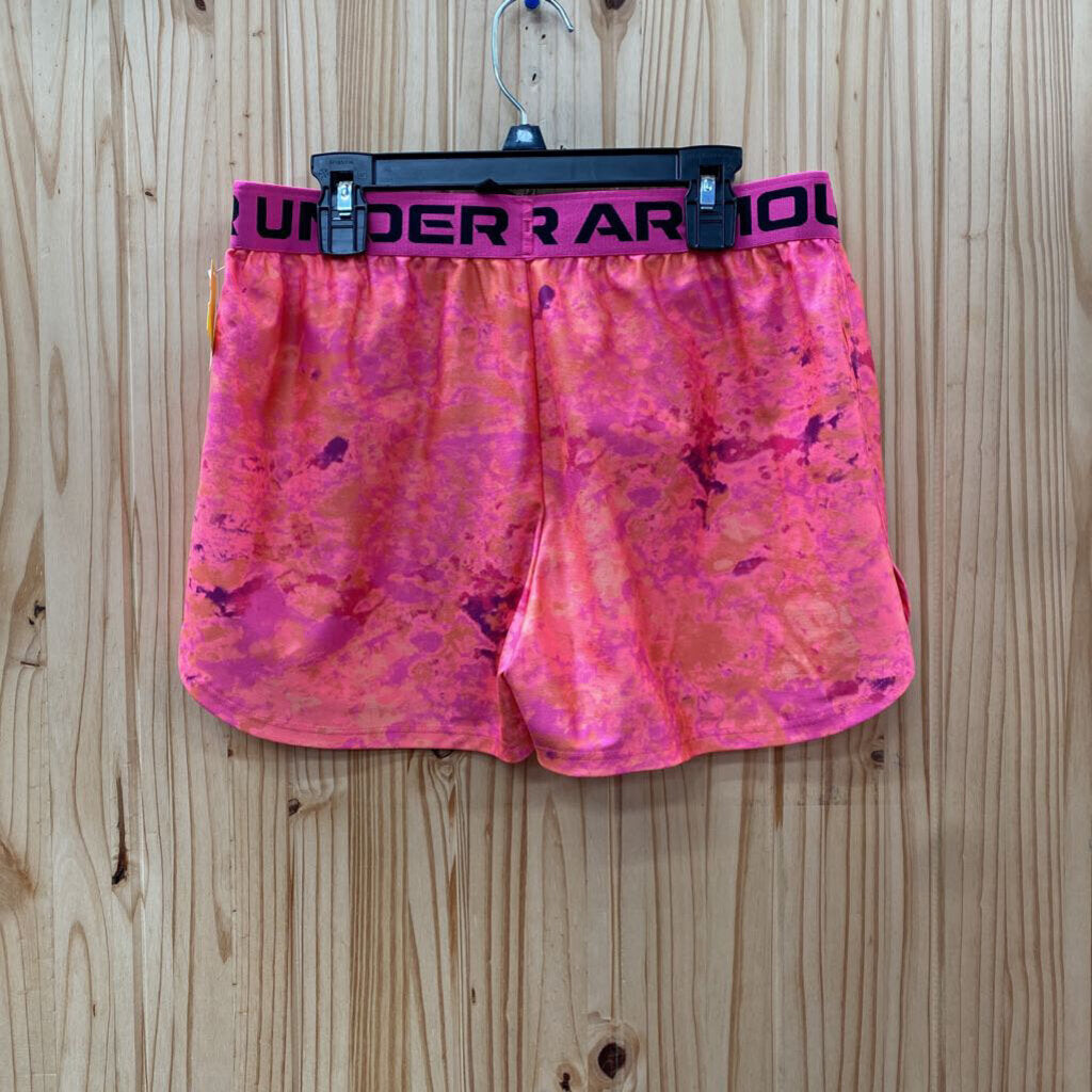 GIRLS UNDER ARMOUR SHORTS CORAL/PINK/FUSHIA YXL 14