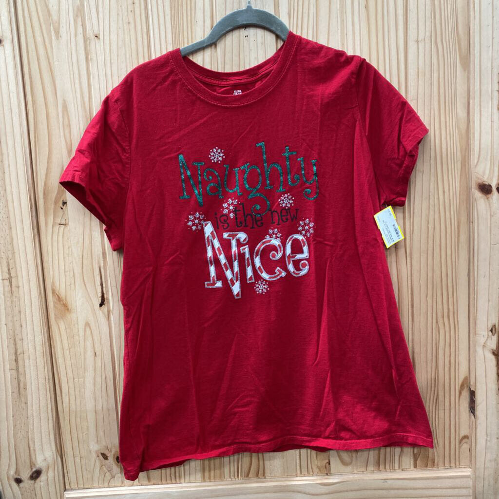 WOMENS NAUGHTY IS THE NEW NICE RED SHIRT XL