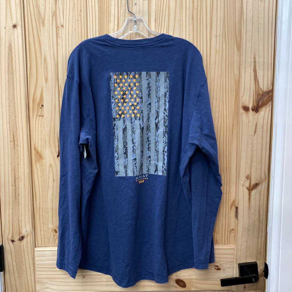 MENS ARIAT BLUE LS SHIRT XL