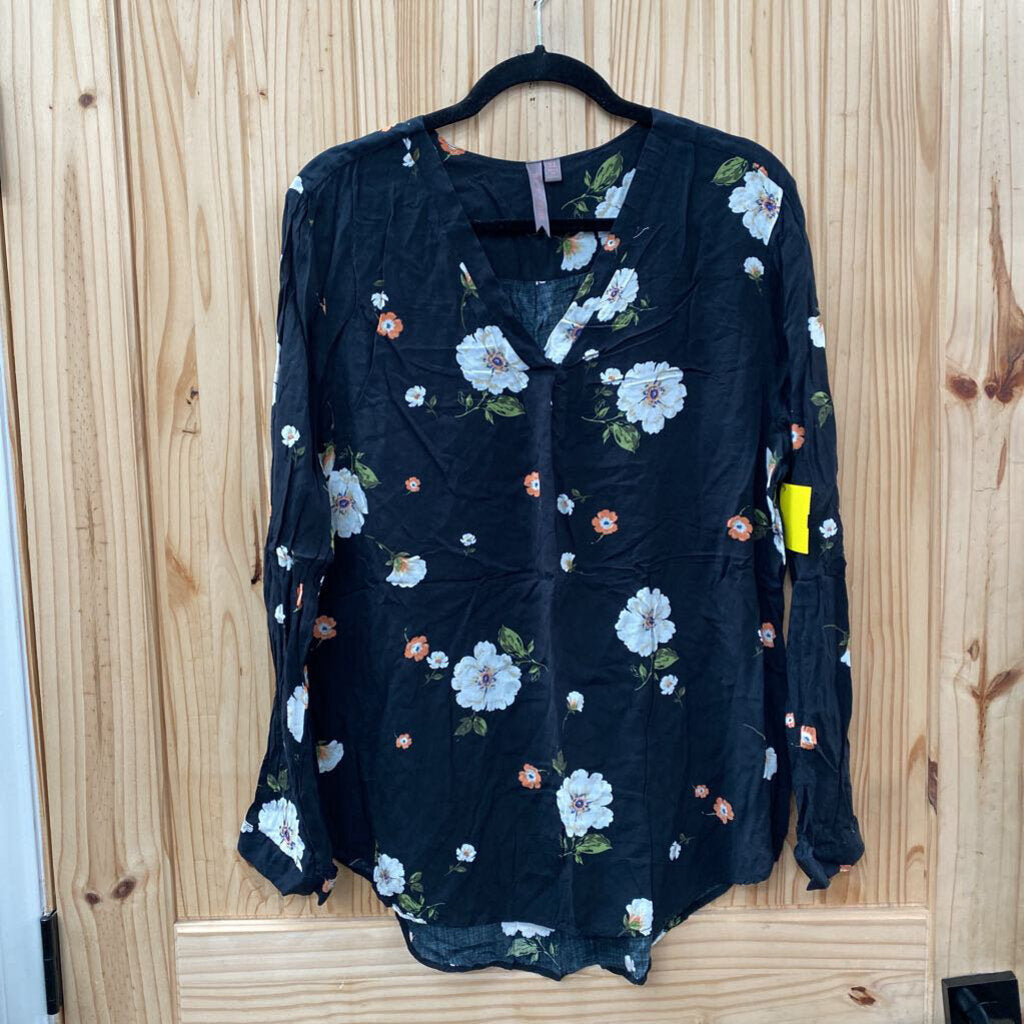 WOMENS BRINA & EM BLK FLORAL TOP XL