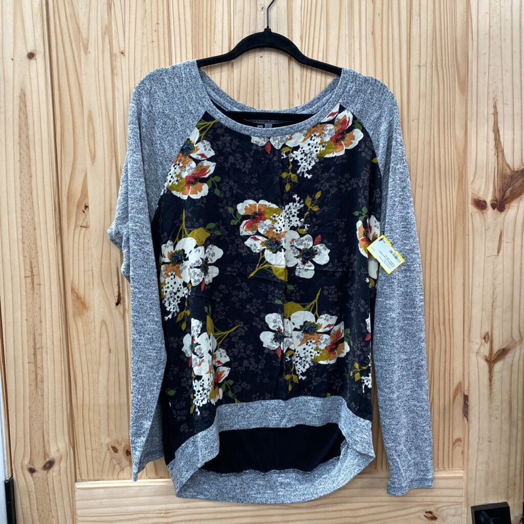 WOMENS KUT BLK/GREY FLORAL TOP XL