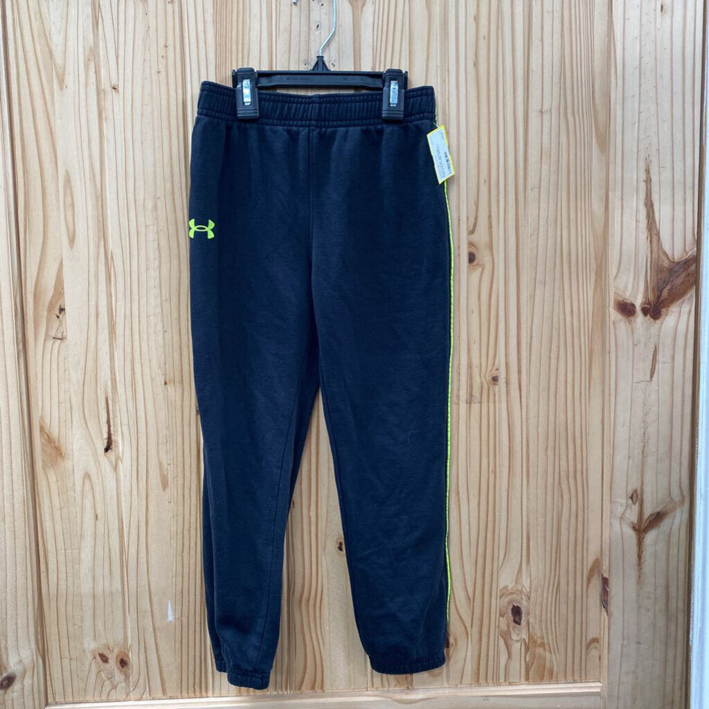 BOYS UNDER ARMOUR PANTS BLK/LIME GREEN 7