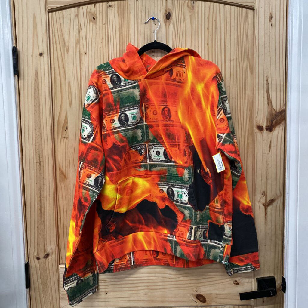 AFRICAN DIASPORA GOODS HOODIE W/ $100 BILLS ORANGE/BLK/GREEN XL