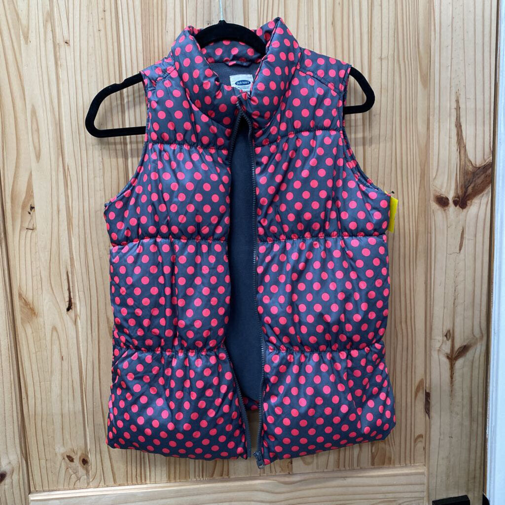 GIRLS OLD NAVY VEST DK GREY W/PINK DOTS XXL 16