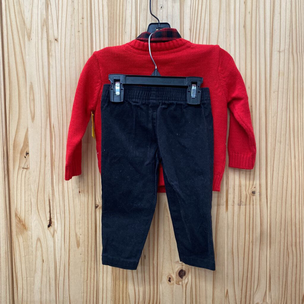 BOYS WONDER NATION 3PC SET RED/BLK 12M