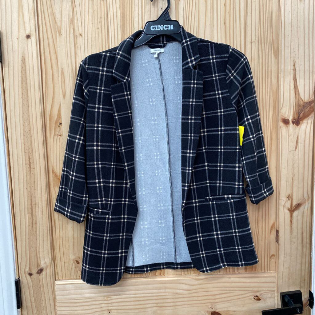 WOMENS MAURICES CASUAL BLAZER BLK/TAUPE PLAID M