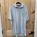 MENS POLO GOLD SHIRT WHITE/NAVY BLUE STRIPE XL