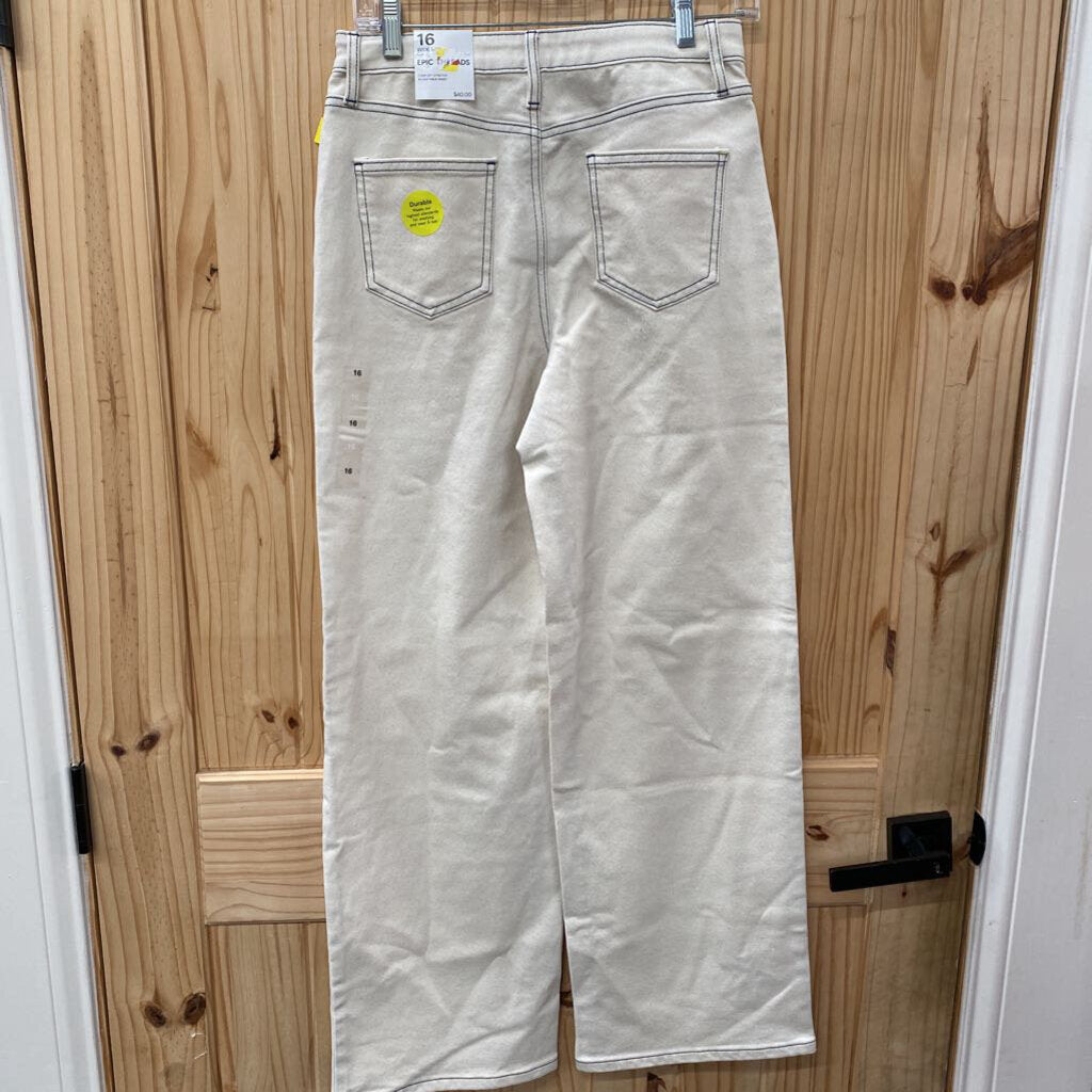 GIRLS EPIC THREAD LT DENIM JEANS W/STARS 16 WIDE LEG NWT