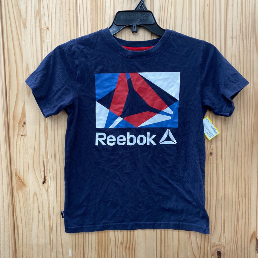 BOYS REEBOK SHIRT NAVY BLUE/WHITE/TEAL/RED L 10/12