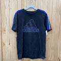 BOYS ADIDAS SHIRT BLK/BLUE/GREY M 10/12