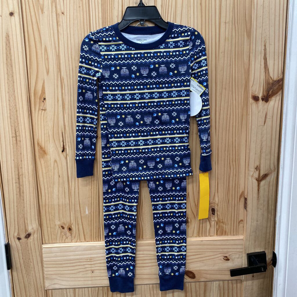 BOYS HOLIDAY LANE 2PC PAJAMA SET NAVY BLUE 8 NWT