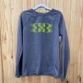 BOYS UNDER ARMOUR LS SHIRT GREY/NEONE GREEN YMD 10