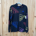 BOYS ADIDAS LS HOODED SHIRT BLK/MULTI COLORS 10/12