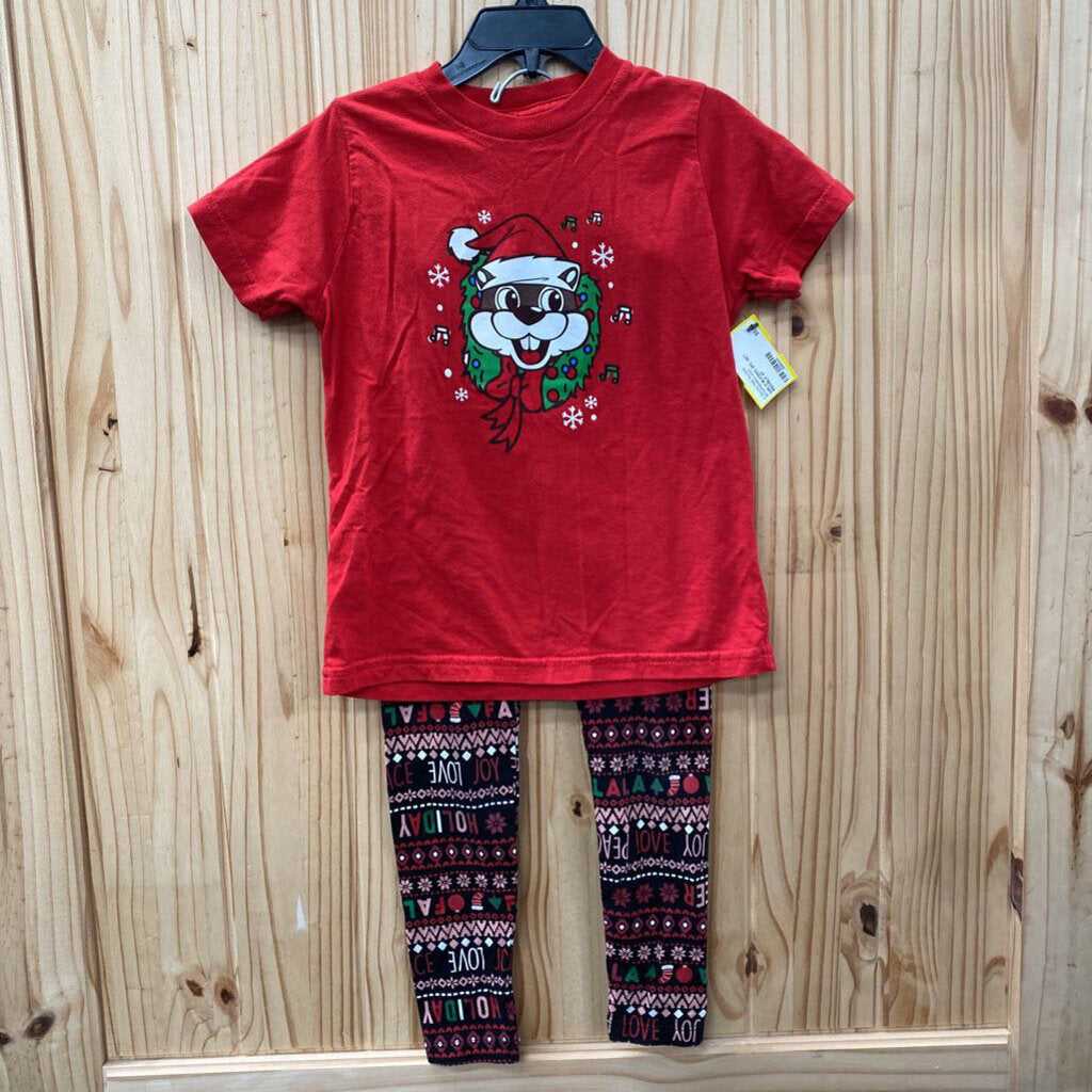 GIRLS BUCEES 2PC SET RED/BLK 4T