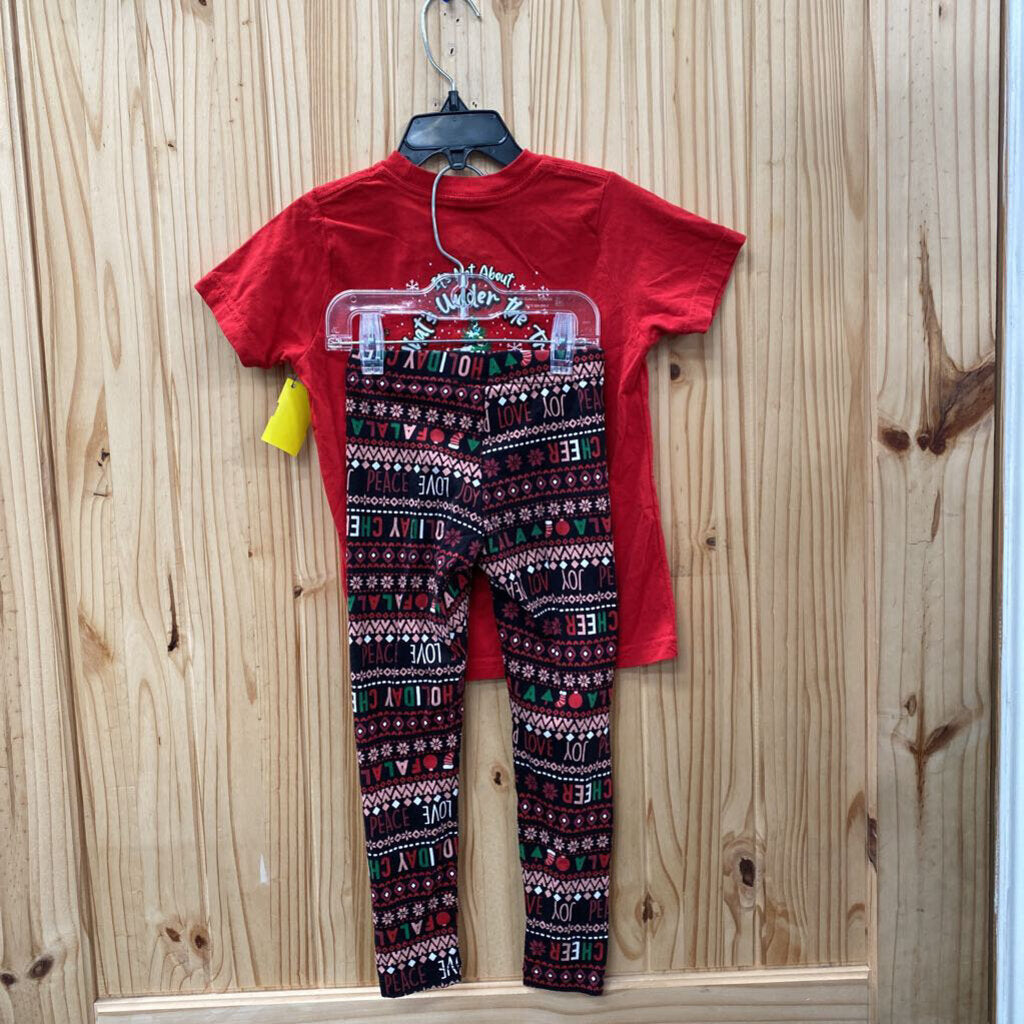 GIRLS BUCEES 2PC SET RED/BLK 4T