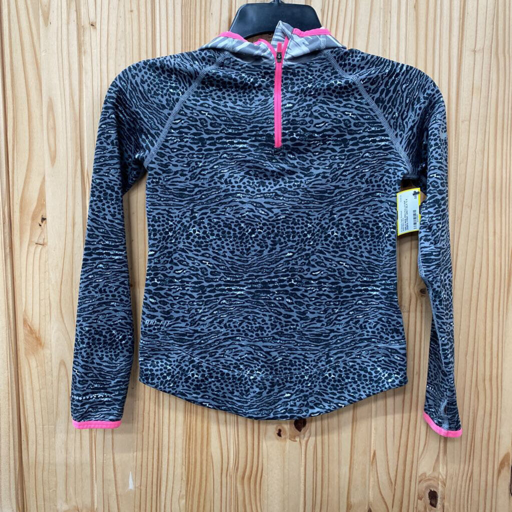 GIRLS NIKE PRO PULLOVER ZEBRA PRINT GREY/BLK S 8