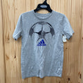 BOYS ADIDAS SHIRT GREY/BLUE/BLK M 10/12