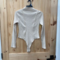 WOMENS FASHIONOVA BEIGE LS BODYSUIT 1X
