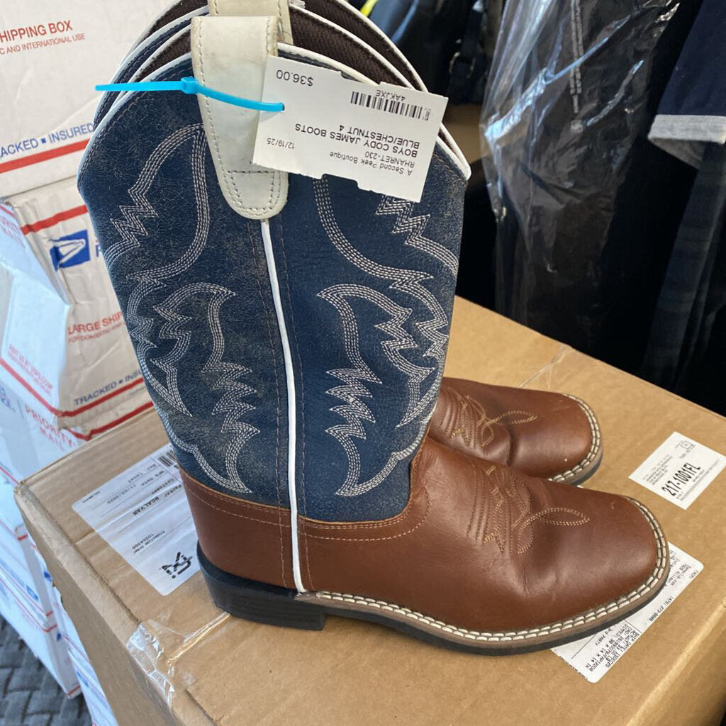 BOYS CODY JAMES BOOTS BLUE/CHESTNUT 4