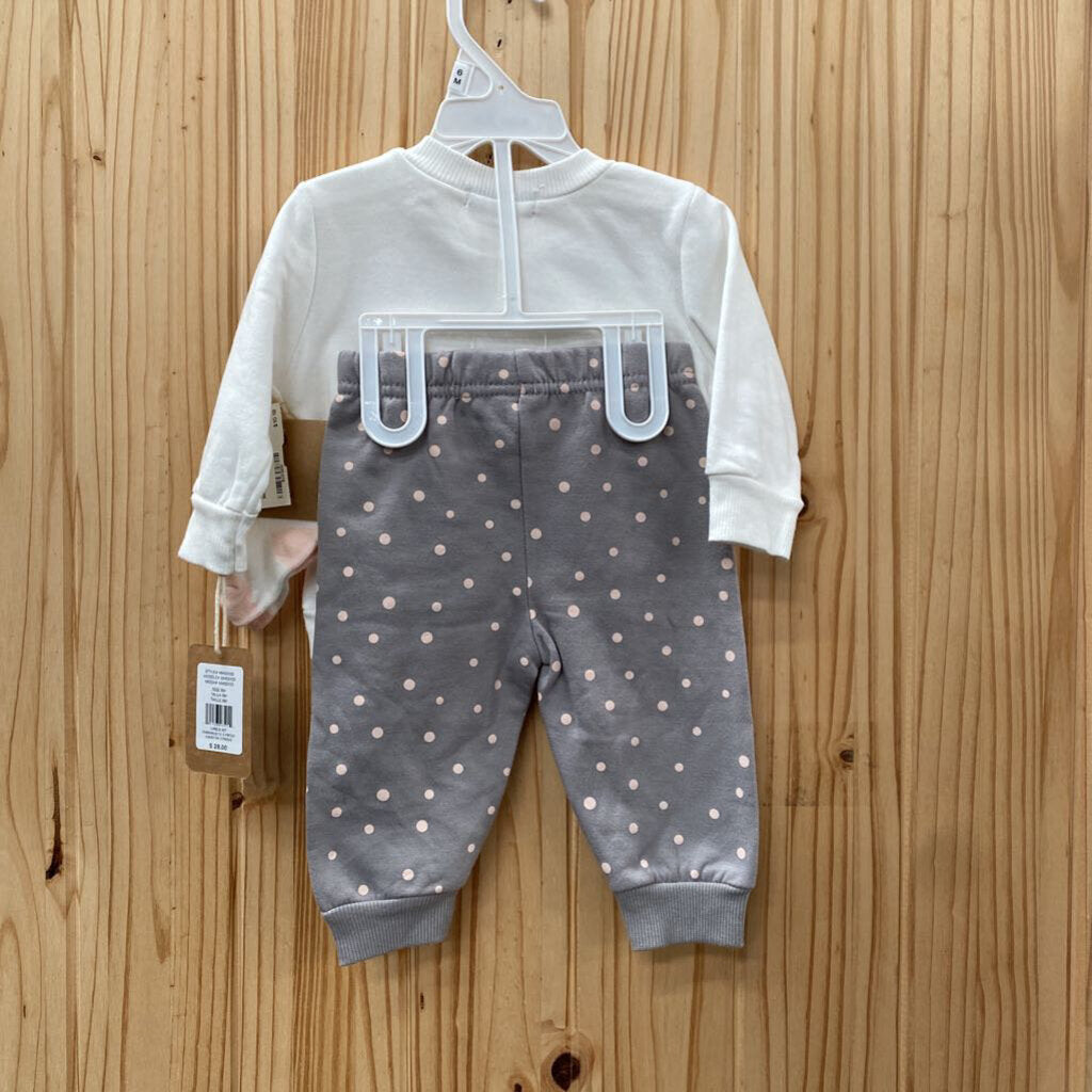 GIRLS MINI HOP 2PC SET WHITE/GREY 6M NWT