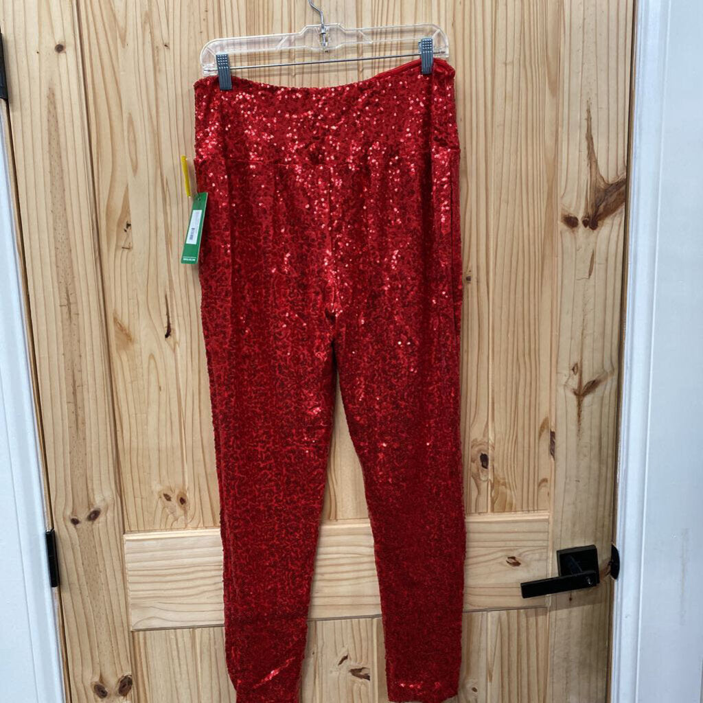 WOMENS TIPSY ELVES RED SEQUIN PANTS XL NWT