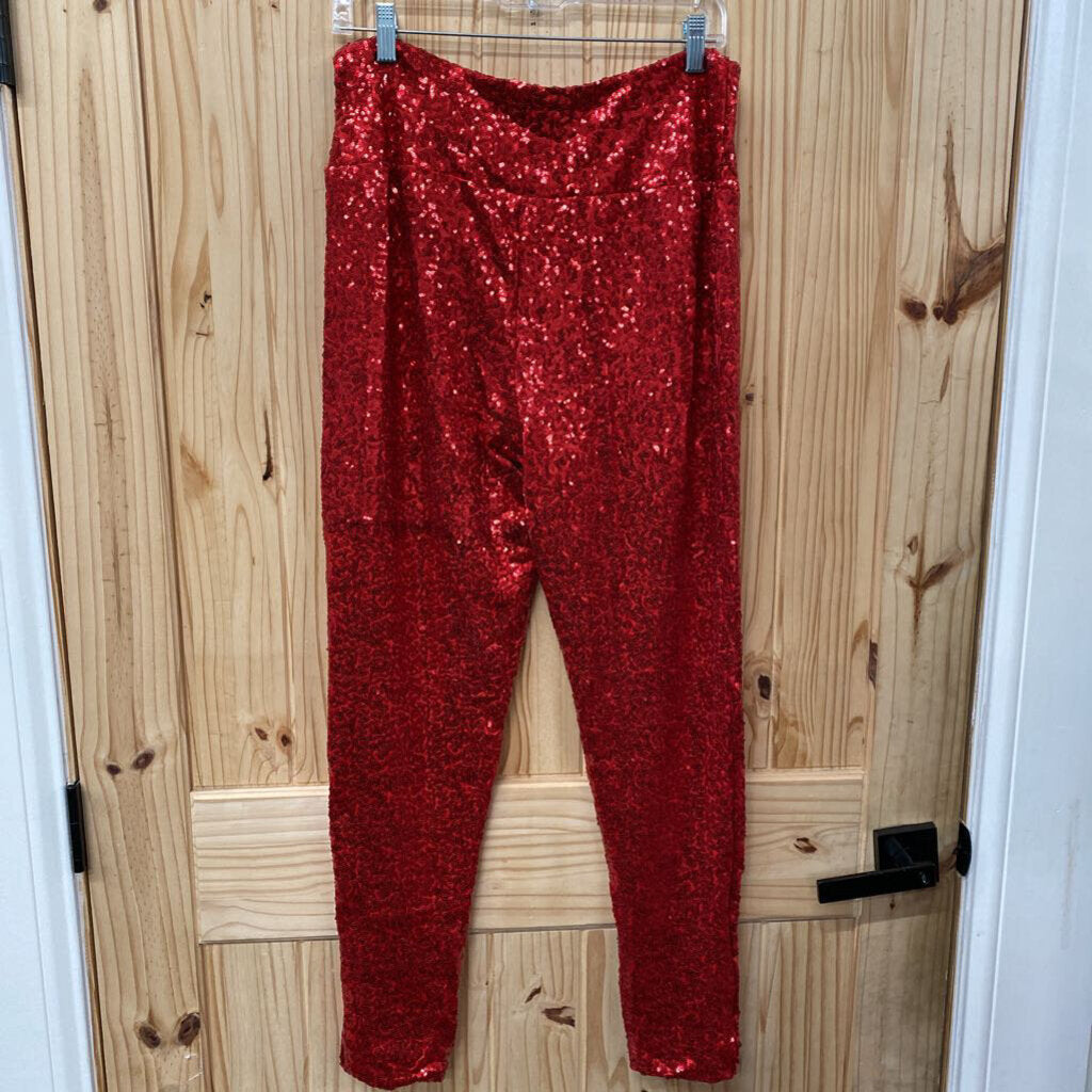 WOMENS TIPSY ELVES RED SEQUIN PANTS XL NWT