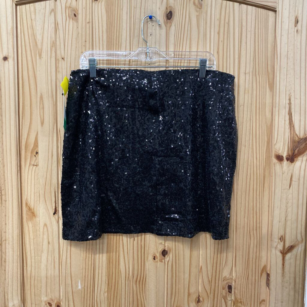 WOMENS TIPSY ELVES BLK SEQUIN SKIRT XL NWT