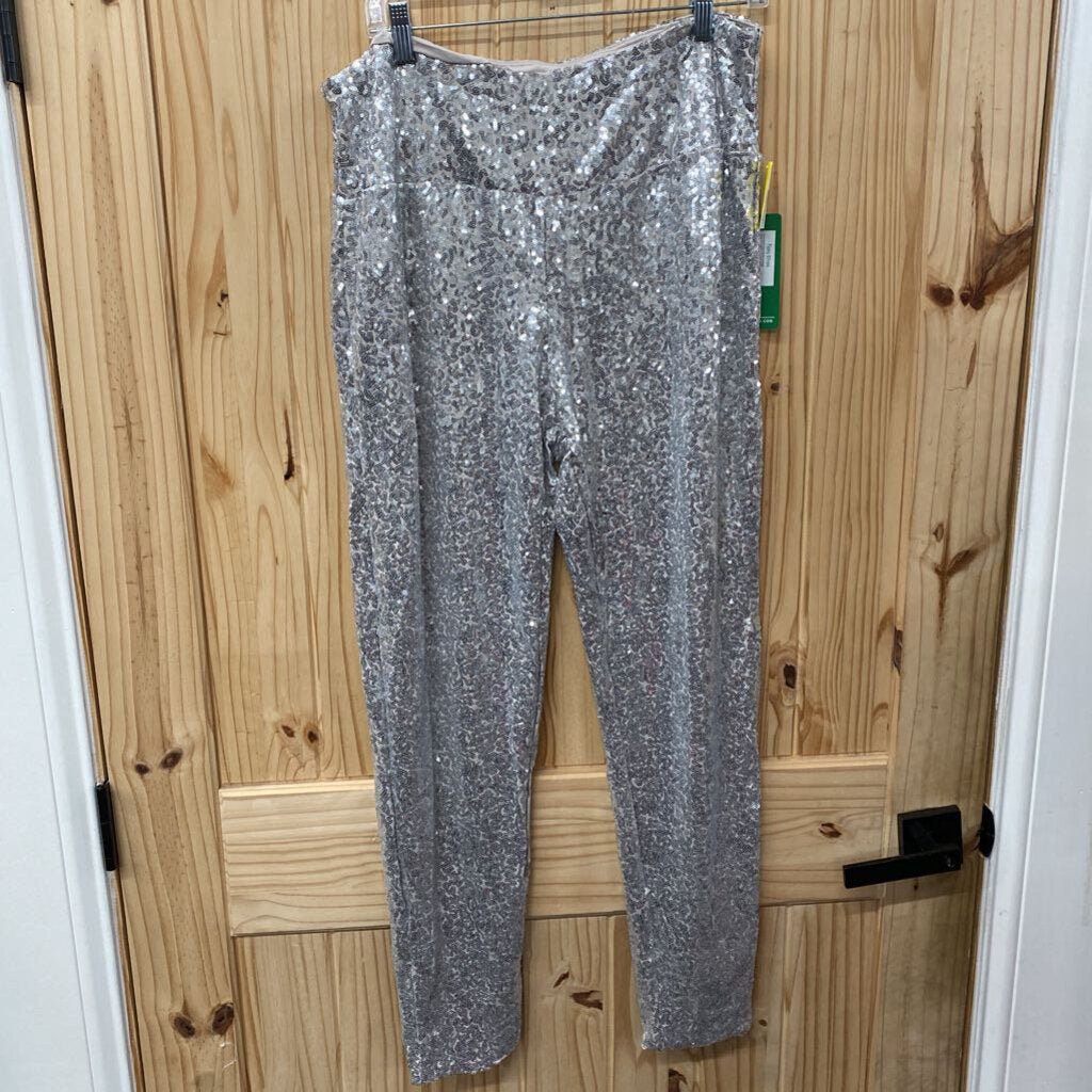 WOMENS TIPSY ELVES SILVER SEQUIN PANTS 1X NWT