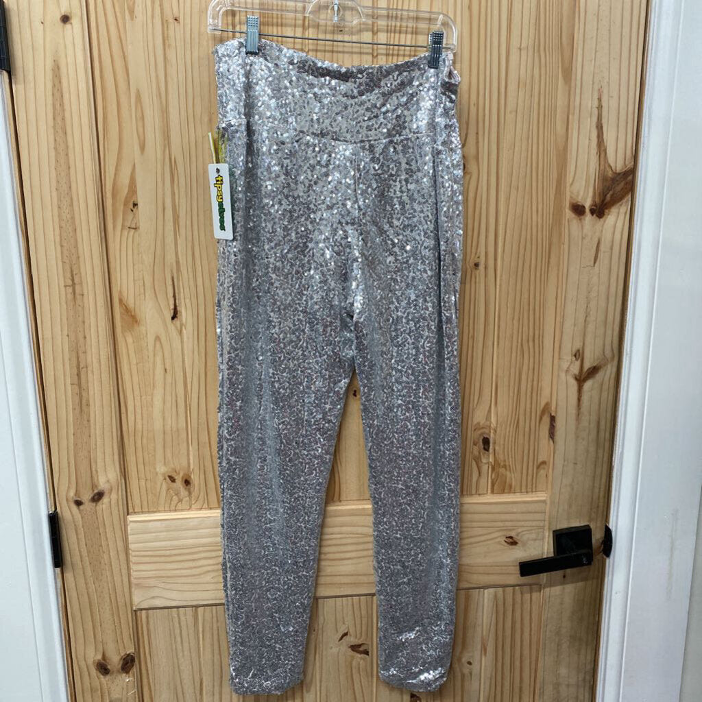 WOMENS TIPSY ELVES SILVER SEQUIN PANTS 1X NWT