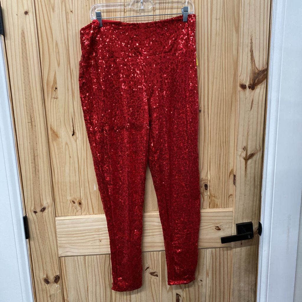 WOMENS TIPSY ELVES RED SEQUIN PANTS XL NWT