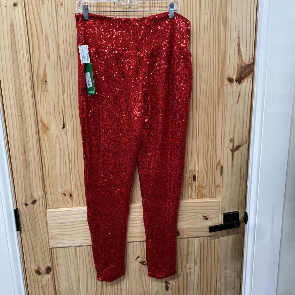 WOMENS TIPSY ELVES RED SEQUIN PANTS XL NWT