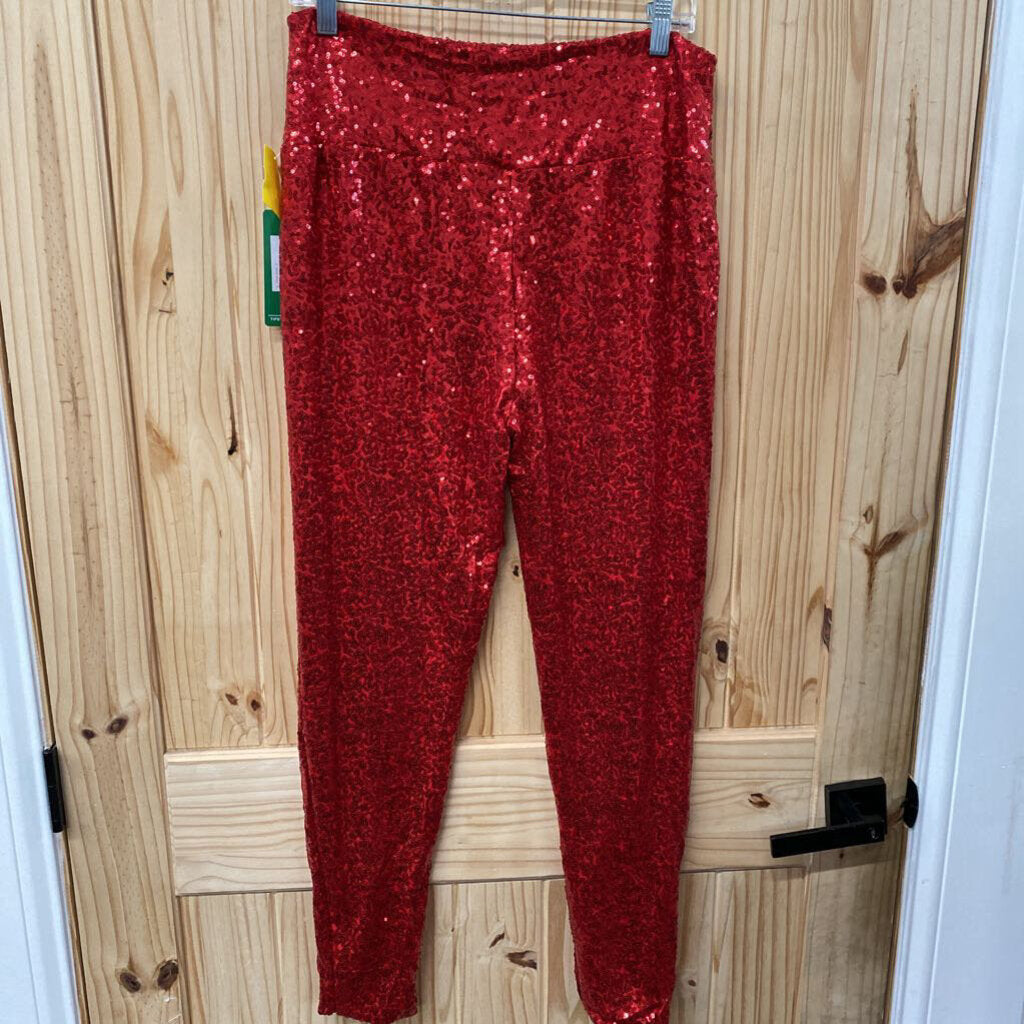 WOMENS TIPSY ELVES RED SEQUIN PANTS XL NWT