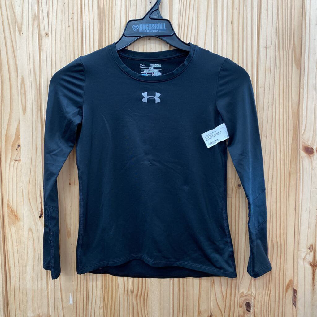 BOYS UNDER ARMOUR LS BLK/GREY SHIRT YMD 10
