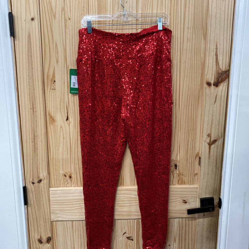 WOMENS TIPSY ELVES RED SEQUIN PANTS XL NWT