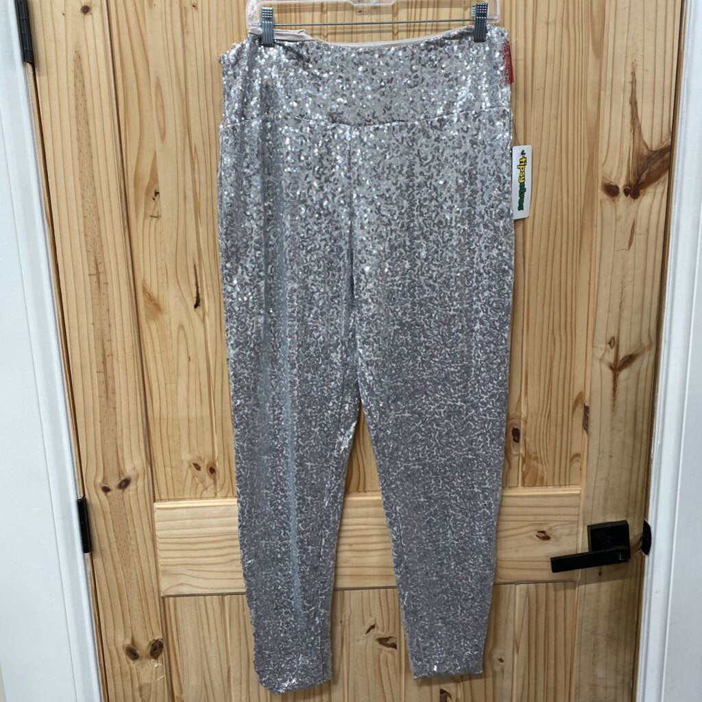 WOMENS TIPSY ELVES SILVER SEQUIN PANTS 1X NWT