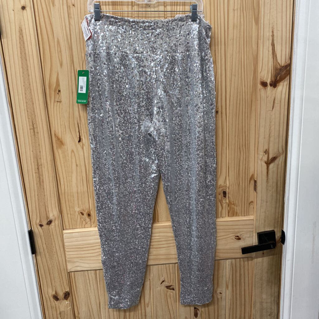 WOMENS TIPSY ELVES SILVER SEQUIN PANTS 1X NWT