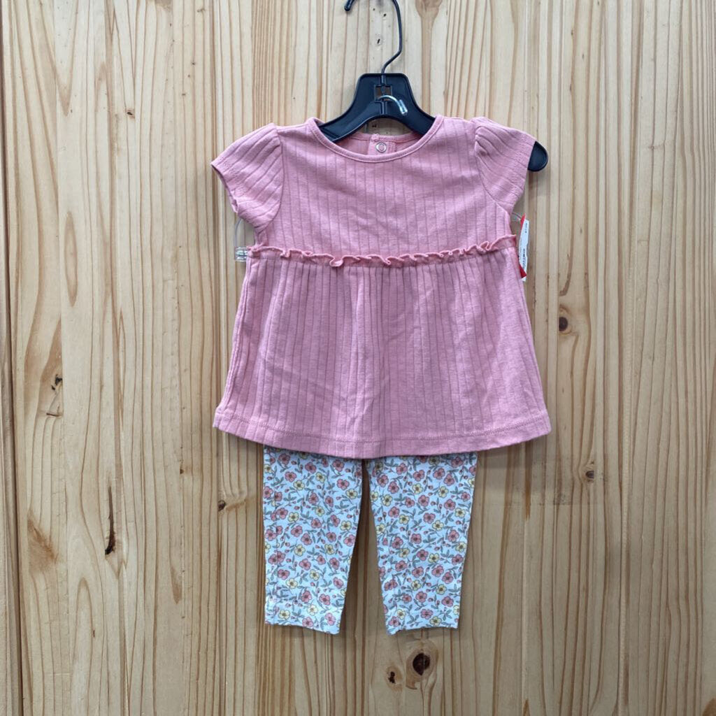 GIRLS CARTERS PINK FLORAL 2PC SET 6/9M