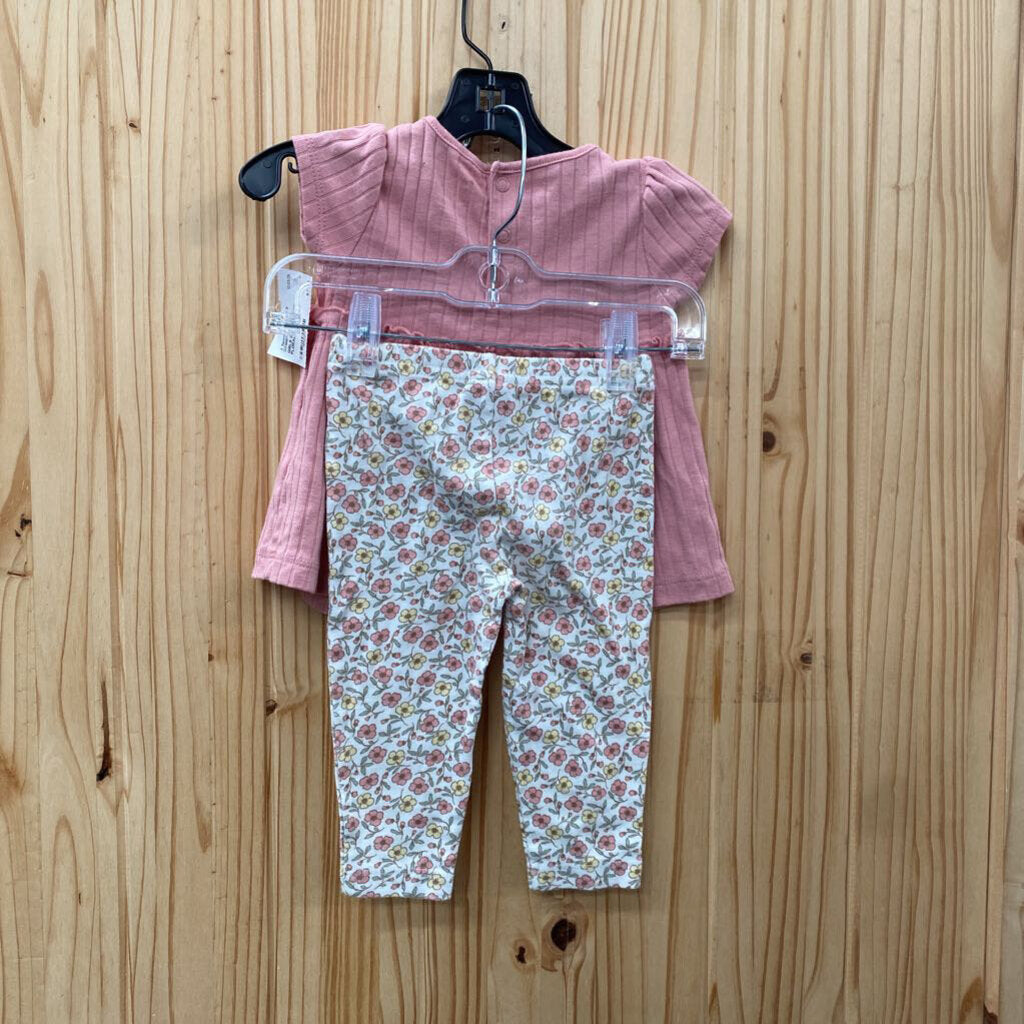 GIRLS CARTERS PINK FLORAL 2PC SET 6/9M