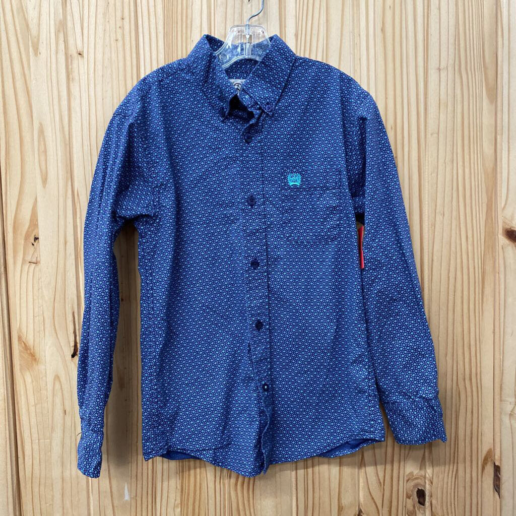 BOYS CINCH LS BUTTON UP SHIRT BLUE S 6/8