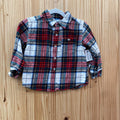 BOYS OLD NAVY LS PLAID SHIRT RED/WHITE/GREEN/SKY BLUE 3T