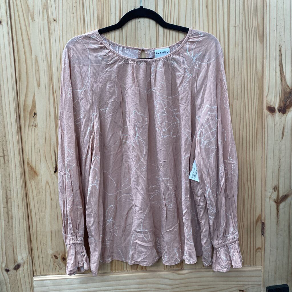 WOMENS AVA & VIV MAUVE CASUAL TOP 1X