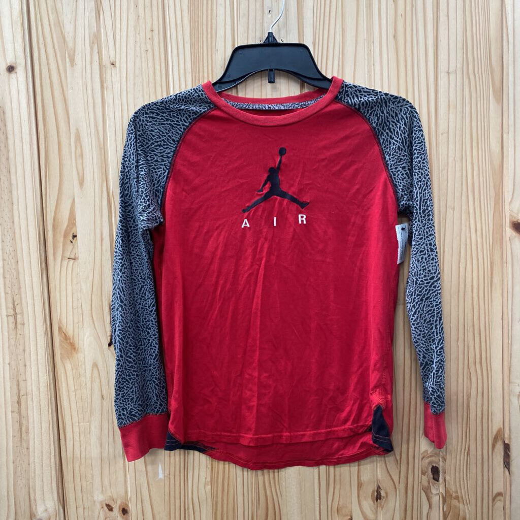BOYS AIR JORDAN LS SHIRT RED/GREY/BLK 10/12